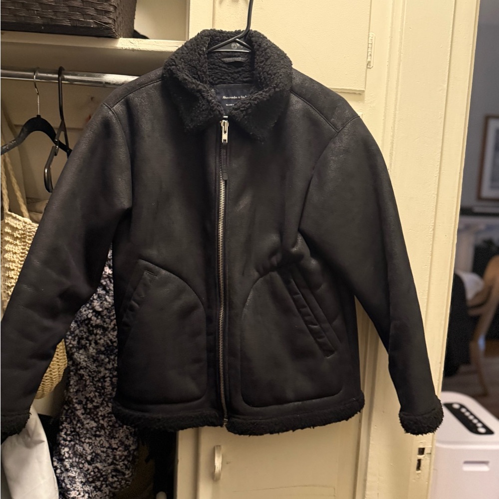 Abercrombie & Fitch Black Vegan Suede Jacket